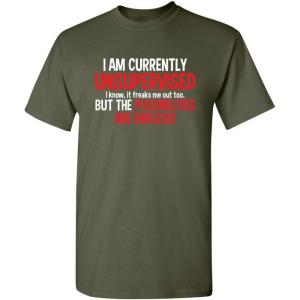 imageIm Currently Unsupervised Novelty Graphic Sarcastic Funny T ShirtMilitary
