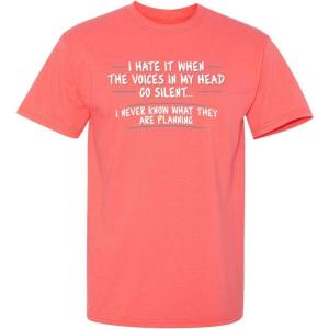 imageWhen The Voices Go Silent Graphic Novelty Sarcastic Funny T ShirtCoral