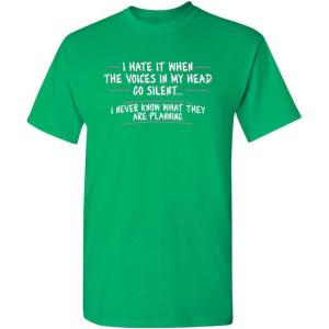 imageWhen The Voices Go Silent Graphic Novelty Sarcastic Funny T ShirtIrish