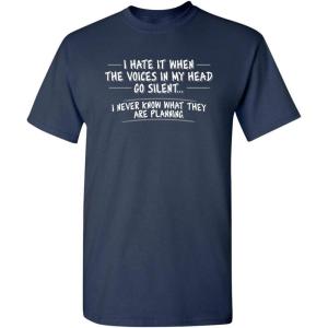 imageWhen The Voices Go Silent Graphic Novelty Sarcastic Funny T ShirtNavy