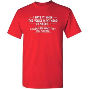 imageWhen The Voices Go Silent Graphic Novelty Sarcastic Funny T ShirtRed