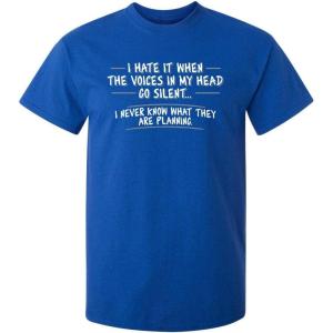 imageWhen The Voices Go Silent Graphic Novelty Sarcastic Funny T ShirtRoyal