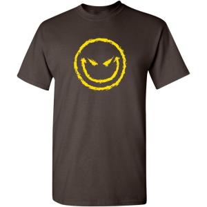 imageEvil Smile Face Graphic Novelty Sarcastic Funny T ShirtBrown