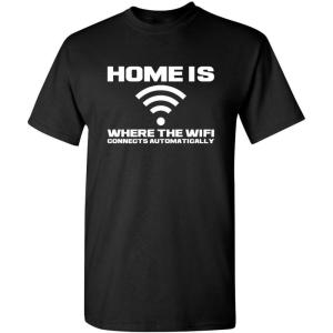 imageHome is Where The WiFi Connects Humor Graphic Novelty Sarcastic Funny T ShirtBlack