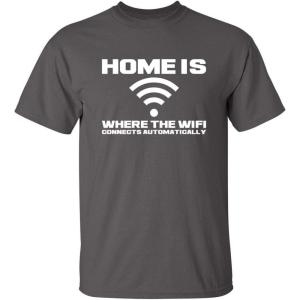 imageHome is Where The WiFi Connects Humor Graphic Novelty Sarcastic Funny T ShirtCharcoal
