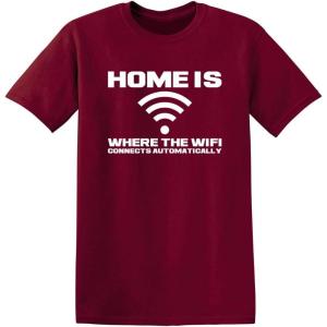 imageHome is Where The WiFi Connects Humor Graphic Novelty Sarcastic Funny T ShirtGarnet
