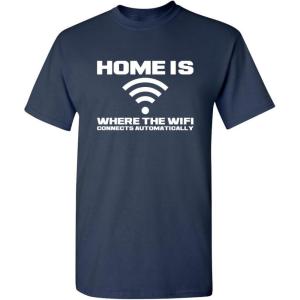 imageHome is Where The WiFi Connects Humor Graphic Novelty Sarcastic Funny T ShirtNavy