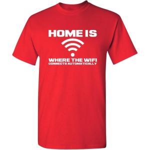 imageHome is Where The WiFi Connects Humor Graphic Novelty Sarcastic Funny T ShirtRed