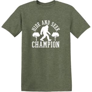 imageBigfoot Hide and Seek Champ Sarcastic Graphic Funny T ShirtHeather Military
