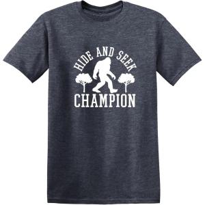 imageBigfoot Hide and Seek Champ Sarcastic Graphic Funny T ShirtHeather Navy