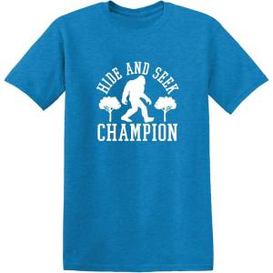 imageBigfoot Hide and Seek Champ Sarcastic Graphic Funny T ShirtHeather Sapphire