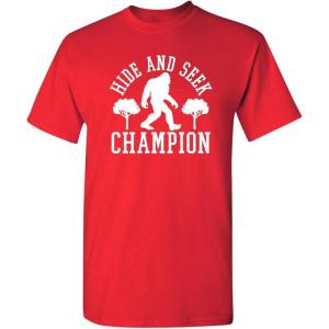 imageBigfoot Hide and Seek Champ Sarcastic Graphic Funny T ShirtRed