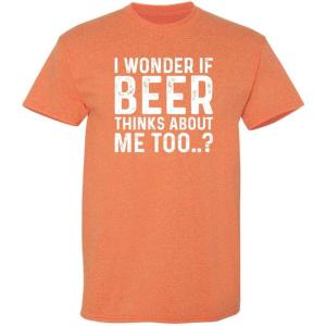 imageI Wonder If Beer Thinks About Me Graphic Novelty Sarcastic Funny T ShirtSunset