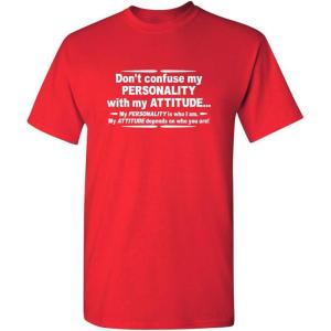 imageMy Personality with My Attitude Graphic Novelty Sarcastic Funny T ShirtRed