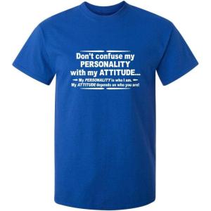 imageMy Personality with My Attitude Graphic Novelty Sarcastic Funny T ShirtRoyal