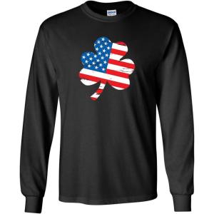 imageClover Shaped American Flag St Patricks Day Saint Paddy Irish Pats Sarcastic Funny T ShirtBlack Mls
