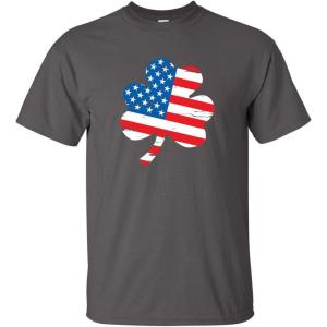 imageClover Shaped American Flag St Patricks Day Saint Paddy Irish Pats Sarcastic Funny T ShirtCharcoal