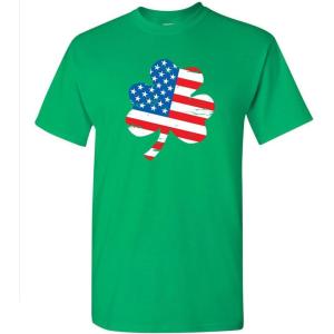 imageClover Shaped American Flag St Patricks Day Saint Paddy Irish Pats Sarcastic Funny T ShirtIrish