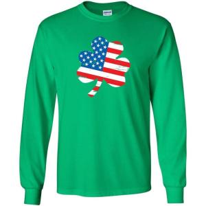 imageClover Shaped American Flag St Patricks Day Saint Paddy Irish Pats Sarcastic Funny T ShirtIrish Mls