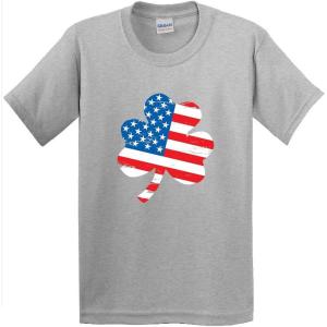 imageClover Shaped American Flag St Patricks Day Saint Paddy Irish Pats Sarcastic Funny T ShirtSport Grey