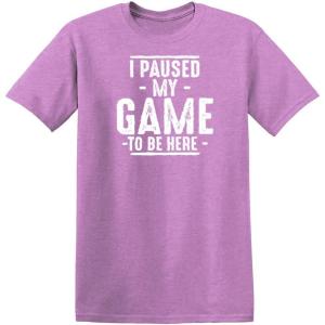 imageI Paused My Game to Be Here Graphic Tees Men Gaming Gamer Novelty Funny T ShirtHeather Orchid