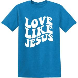 imageFeelin Good Tees Christian Religious Easter Gift Christmas Faith Mens and Womens Graphic ShirtsHeather Sapphire