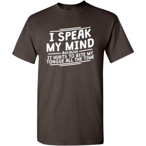 imageIt Hurts to Bite My Tongue Graphic Novelty Sarcastic Funny T ShirtBrown