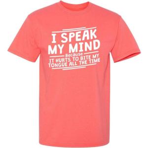 imageIt Hurts to Bite My Tongue Graphic Novelty Sarcastic Funny T ShirtCoral
