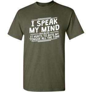 imageIt Hurts to Bite My Tongue Graphic Novelty Sarcastic Funny T ShirtMilitary
