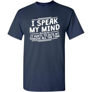 imageIt Hurts to Bite My Tongue Graphic Novelty Sarcastic Funny T ShirtNavy