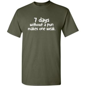 image7 Days Without A Pun Makes One Weak Graphic Novelty Sarcastic Funny T ShirtMilitary