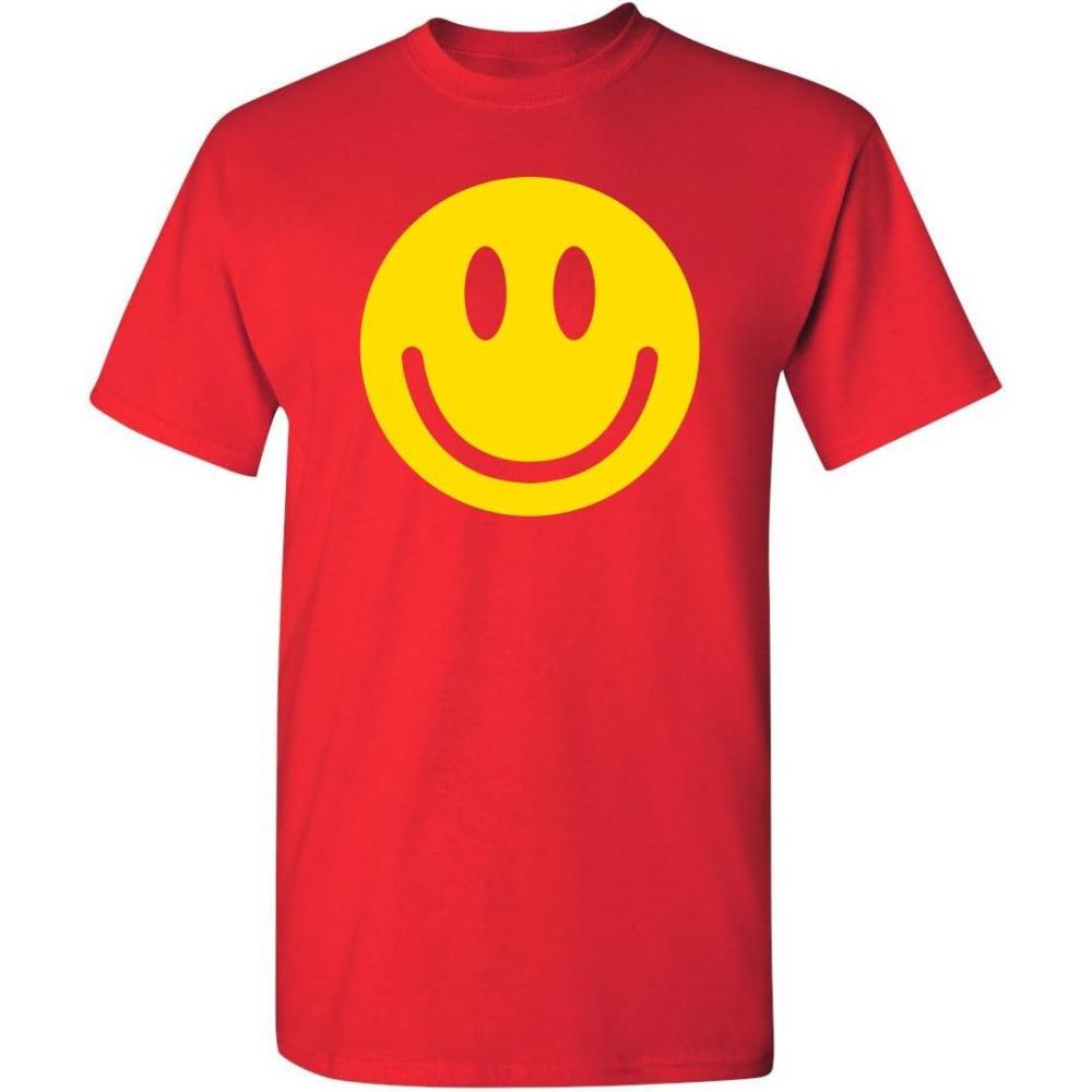 imageSmile Face Emoticons Happy Face Mens Graphic Hippie 70s Funny T ShirtRed