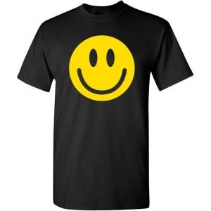 imageSmile Face Emoticons Happy Face Mens Graphic Hippie 70s Funny T ShirtBlack