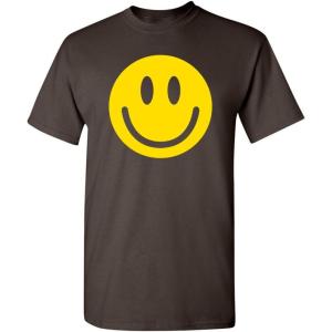 imageSmile Face Emoticons Happy Face Mens Graphic Hippie 70s Funny T ShirtBrown