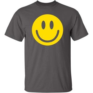 imageSmile Face Emoticons Happy Face Mens Graphic Hippie 70s Funny T ShirtCharcoal