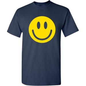 imageSmile Face Emoticons Happy Face Mens Graphic Hippie 70s Funny T ShirtNavy
