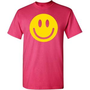 imageSmile Face Emoticons Happy Face Mens Graphic Hippie 70s Funny T ShirtPink