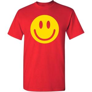 imageSmile Face Emoticons Happy Face Mens Graphic Hippie 70s Funny T ShirtRed