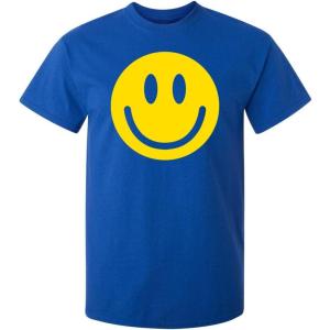 imageSmile Face Emoticons Happy Face Mens Graphic Hippie 70s Funny T ShirtRoyal