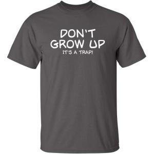 imageDont Grow Up Its A Trap  Mens Graphic Tee Casual  Trendy Funny Tee Shirts for Men  Novelty Sarcastic Funny T ShirtCharcoal