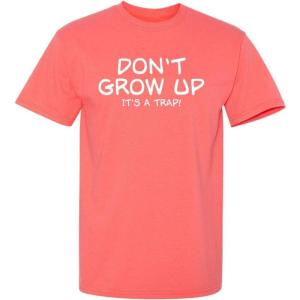 imageDont Grow Up Its A Trap  Mens Graphic Tee Casual  Trendy Funny Tee Shirts for Men  Novelty Sarcastic Funny T ShirtCoral