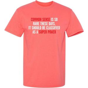 imageCommon Sense is So Rare Super Soft Ringspun Mens Graphics TShirts  Casual Novelty Funny Mens Graphic TeesCoral