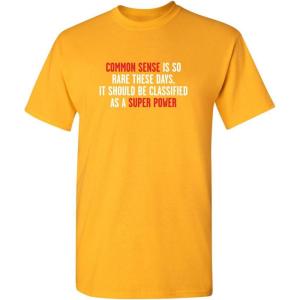 imageCommon Sense is So Rare Super Soft Ringspun Mens Graphics TShirts  Casual Novelty Funny Mens Graphic TeesGold
