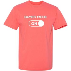 imageGamer Mode On Video Game Graphics Gaming Tees for Men  Gaming Gifts for Men Graphic Novelty Sarcastic Funny T ShirtCoral