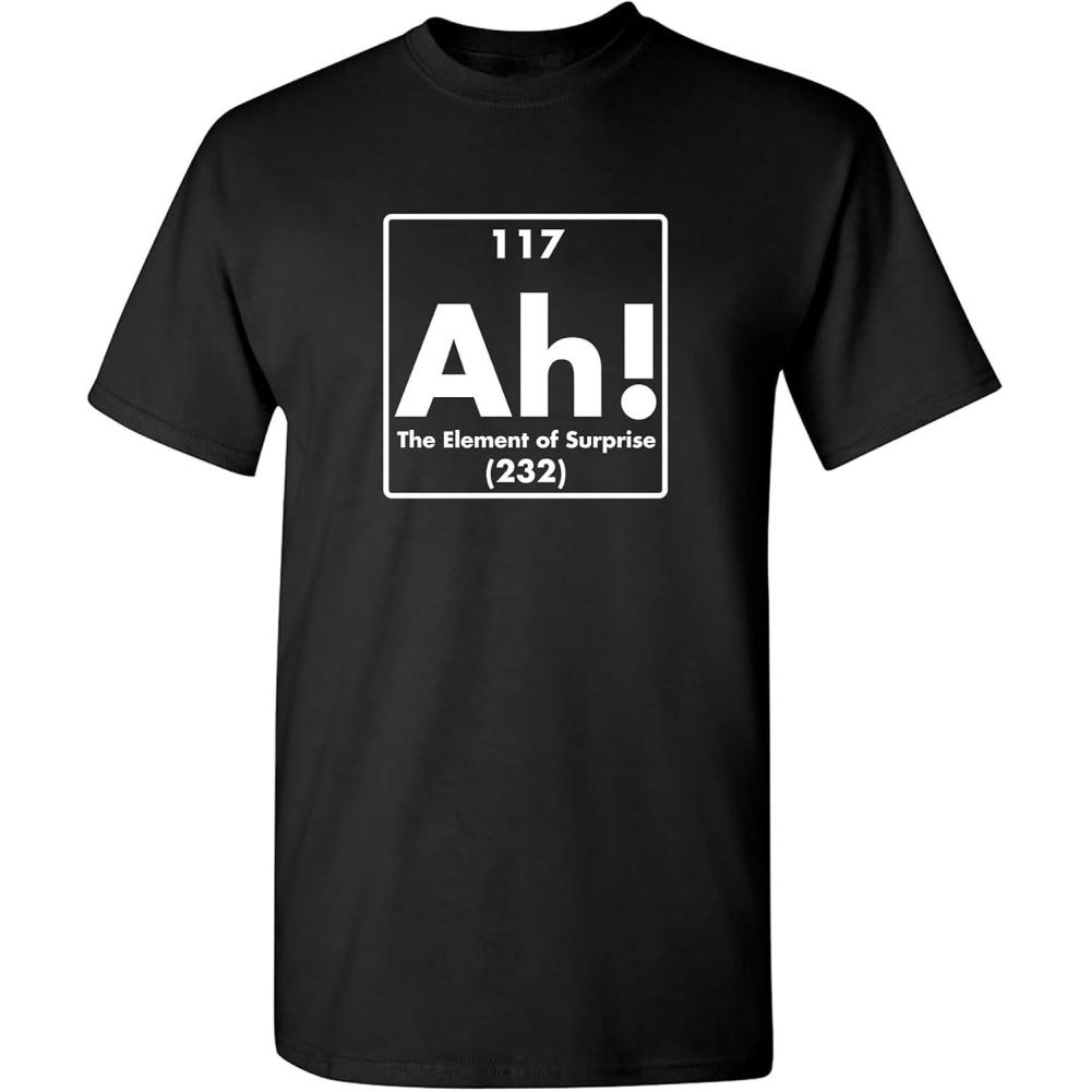 imageAh The Element of Surprise  Mens Graphic TShirts Funny  Cool Graphic Tees Men Vintage  Novelty Sarcastic Funny T ShirtBlack