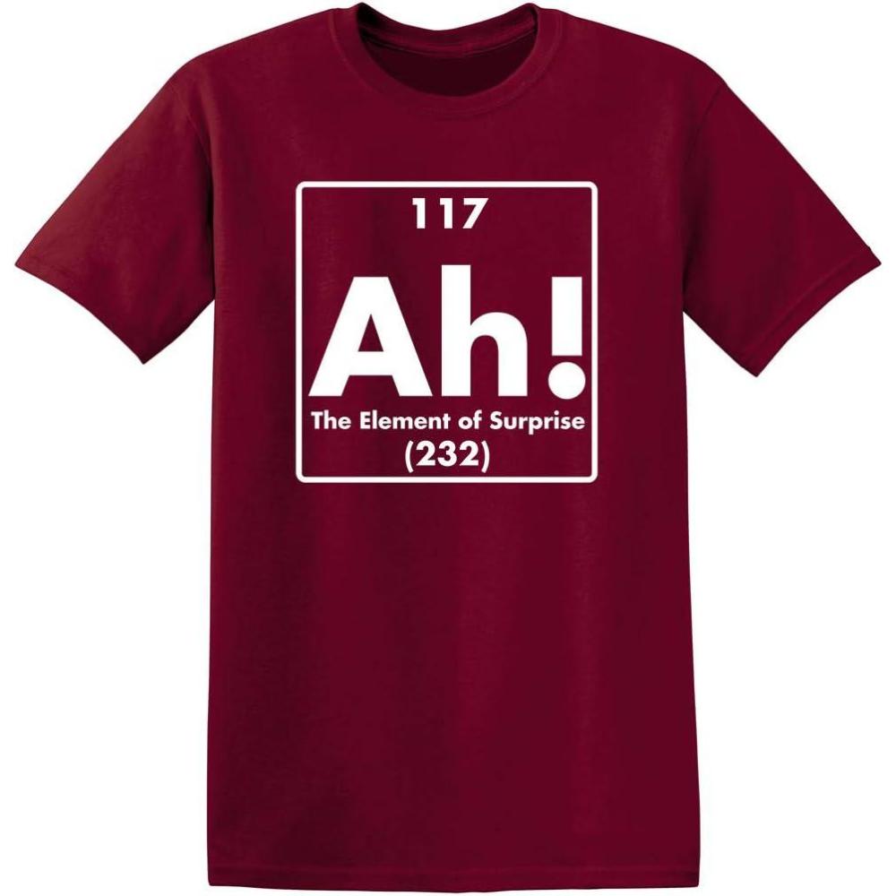 imageAh The Element of Surprise  Mens Graphic TShirts Funny  Cool Graphic Tees Men Vintage  Novelty Sarcastic Funny T ShirtGarnet