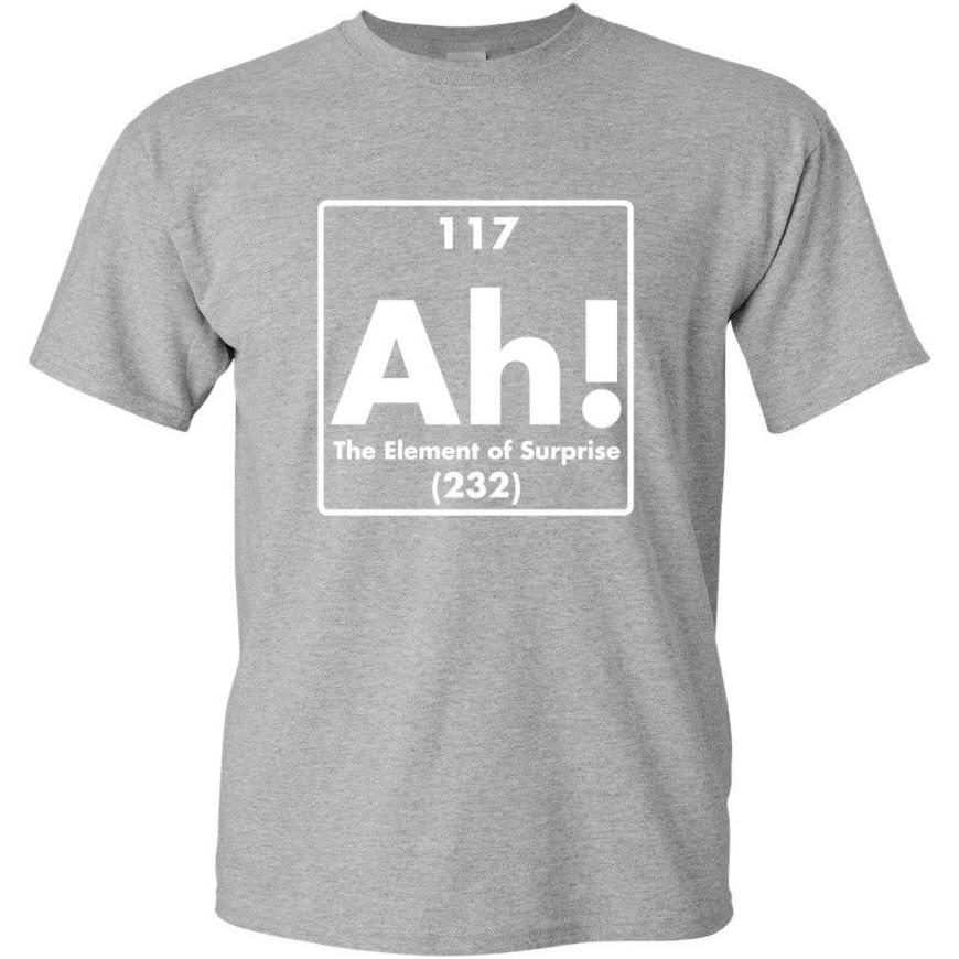 imageAh The Element of Surprise  Mens Graphic TShirts Funny  Cool Graphic Tees Men Vintage  Novelty Sarcastic Funny T ShirtSport Grey