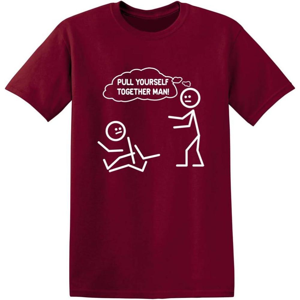 imagePull Yourself Together Man Stick Graphic Tees for Men  Novelty Sarcastic Funny ShirtsGarnet