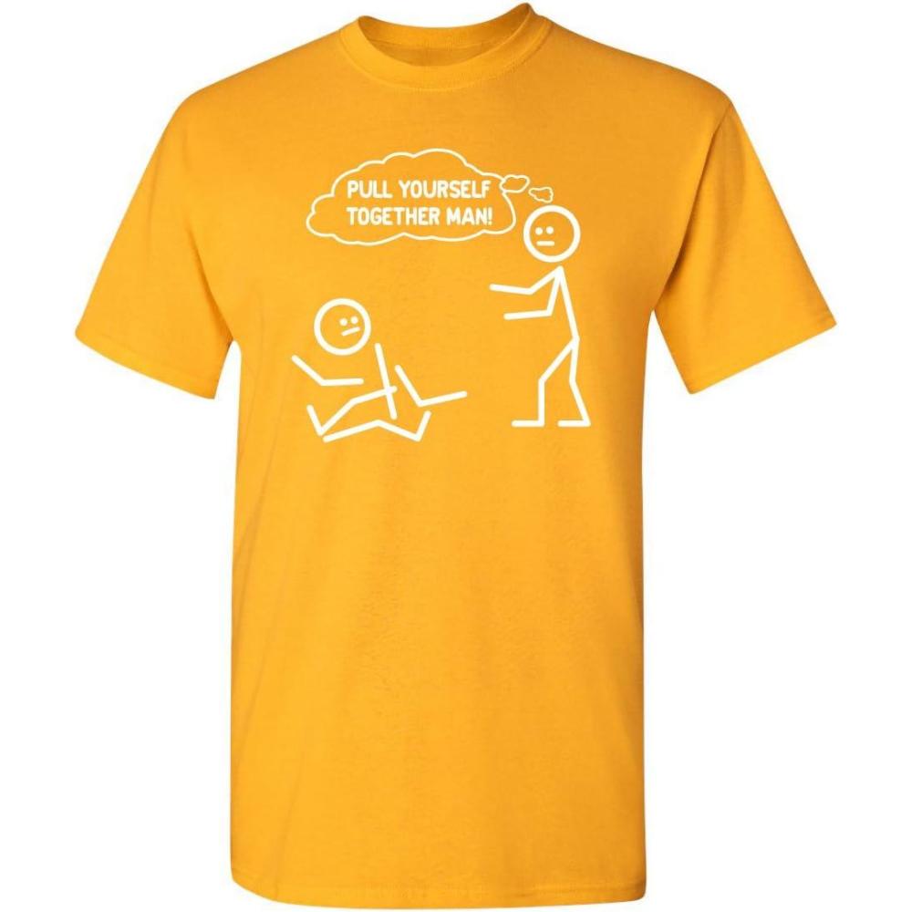 imagePull Yourself Together Man Stick Graphic Tees for Men  Novelty Sarcastic Funny ShirtsGold