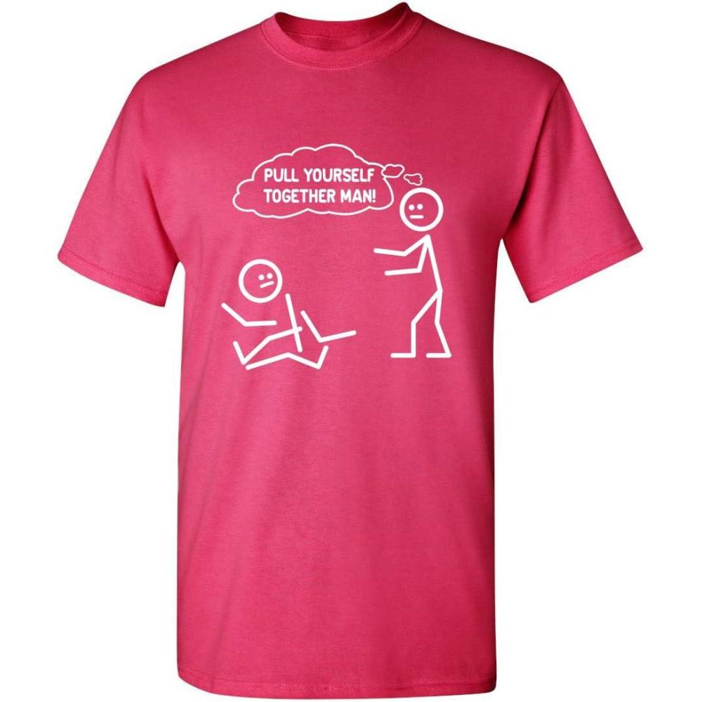 imagePull Yourself Together Man Stick Graphic Tees for Men  Novelty Sarcastic Funny ShirtsPink